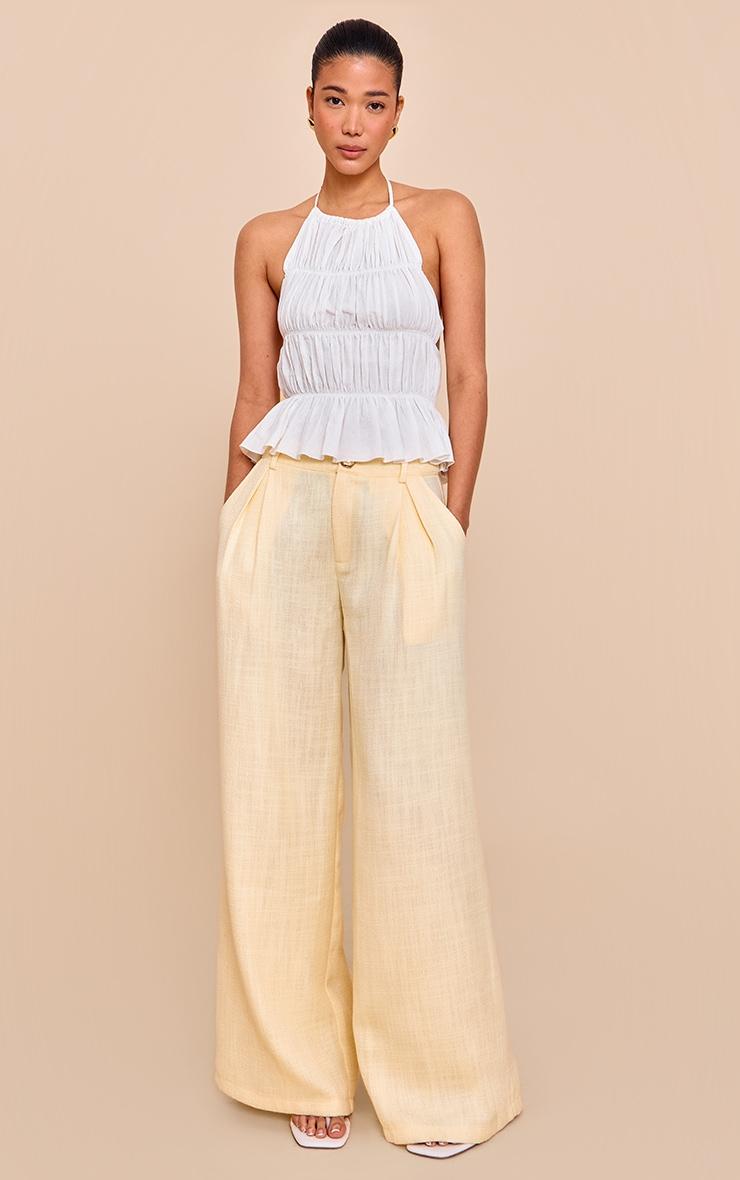 Butter Cream Tailored Tweed Wide Leg Pants Product Image