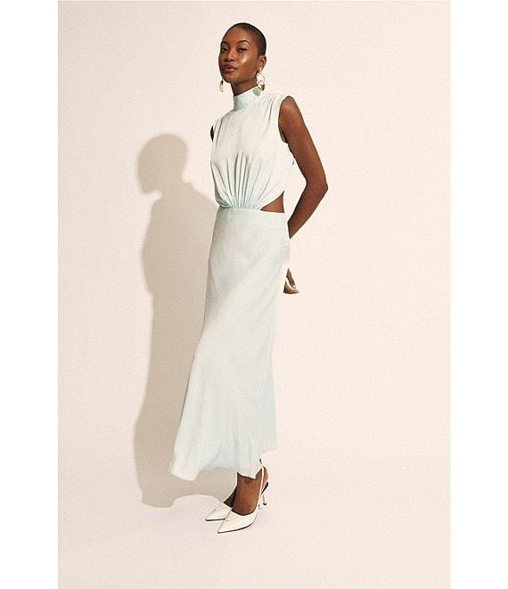 Bardot Delphine Mock Neck Sleeveless Cutout Open Back Sheath Maxi Dress Product Image