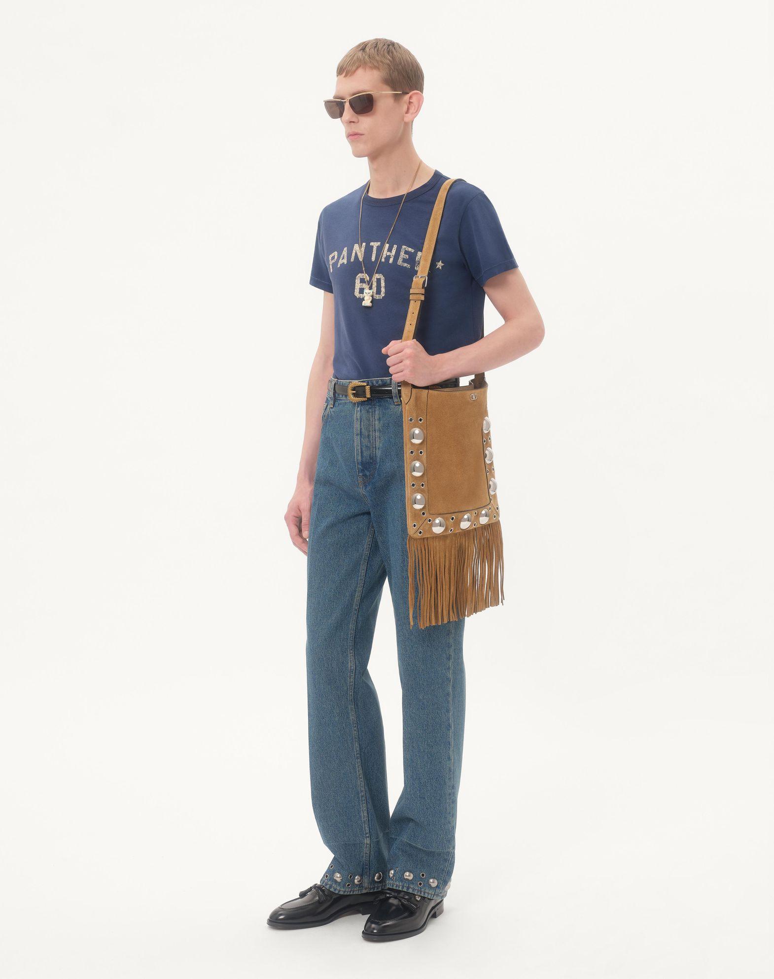 Valentino Garavani Nellcôte Suede Shoulder Bag With Fringes Product Image