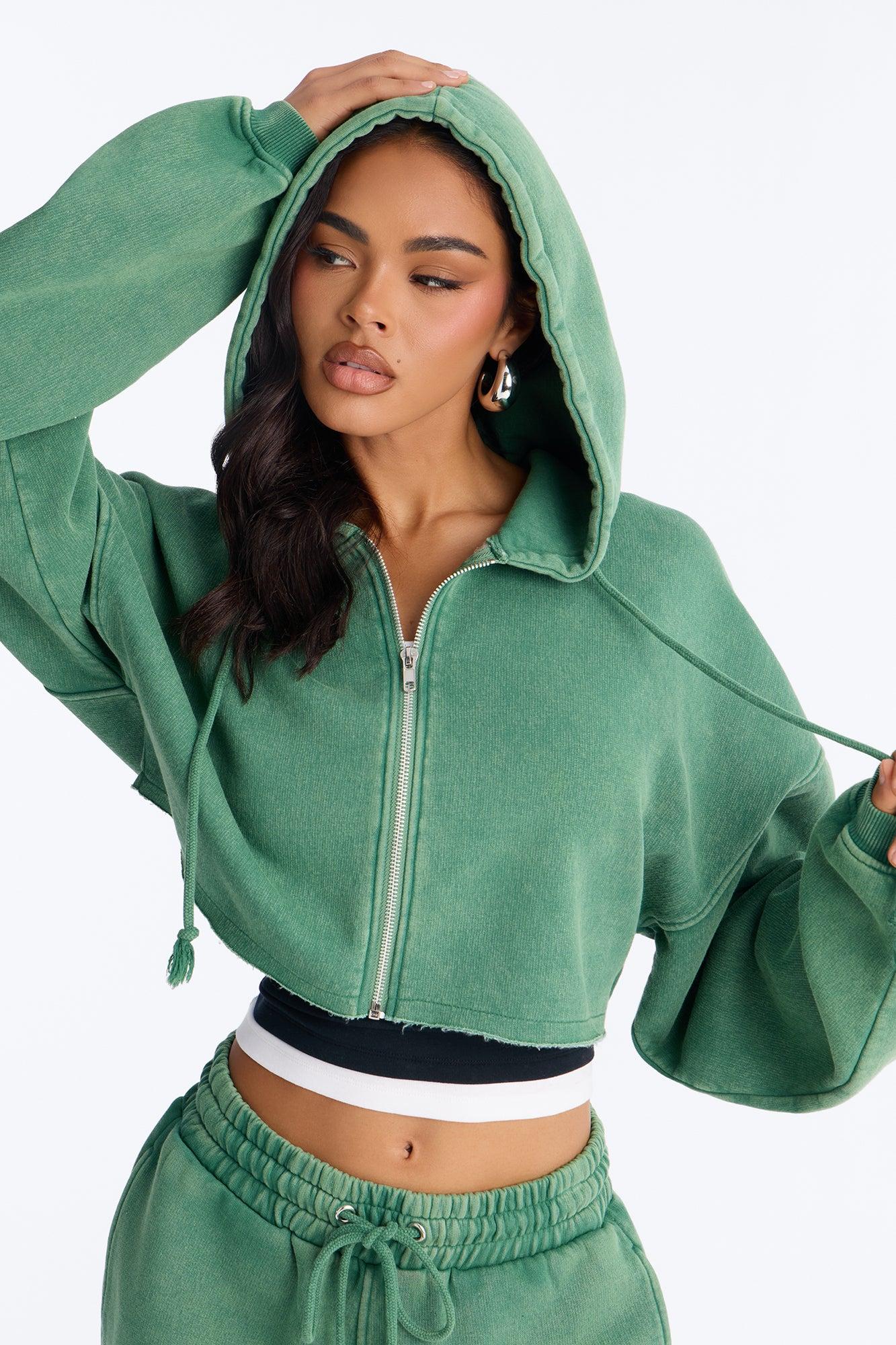 On The Go Washed Short Set - Green Female Product Image