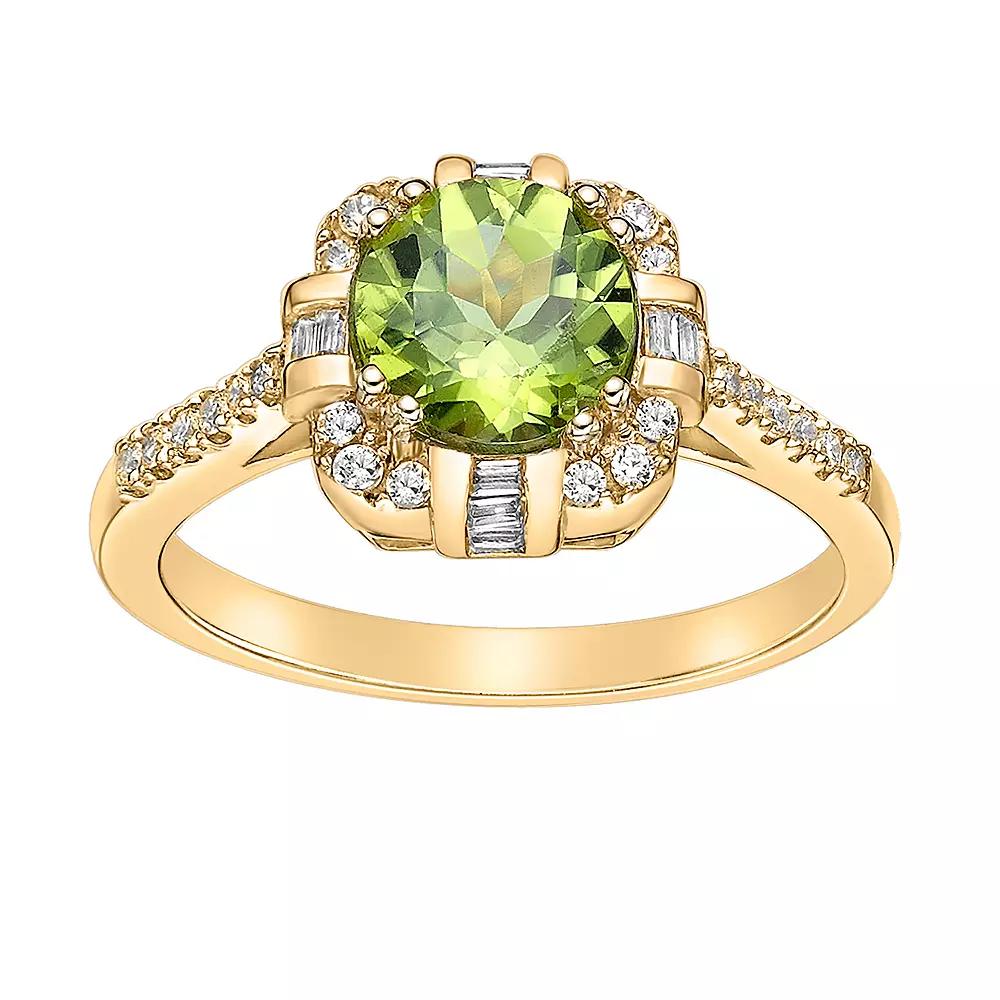 Gemminded 10k Gold, Peridot & 1/4 Carat T.W. Diamond Ring, Women's, Size: 8 Product Image