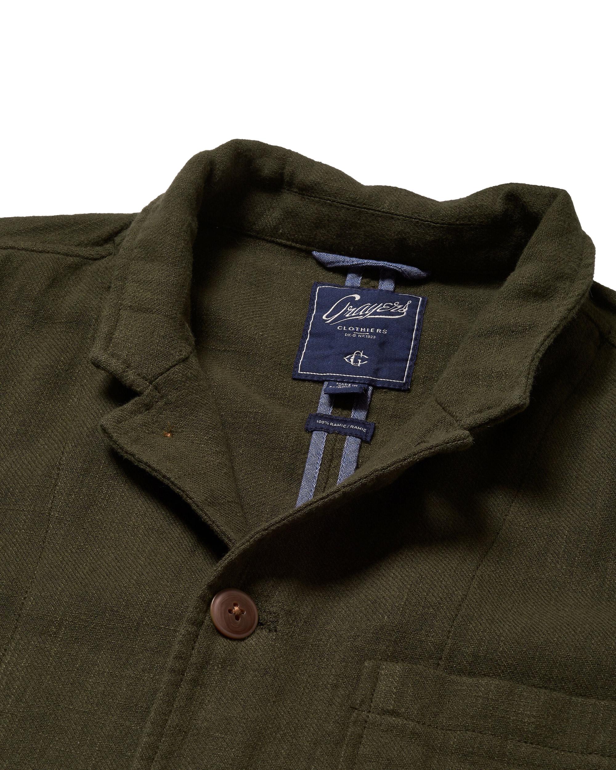 Nelson Ramie Stand Up Collar Blazer - Dark Olive Product Image