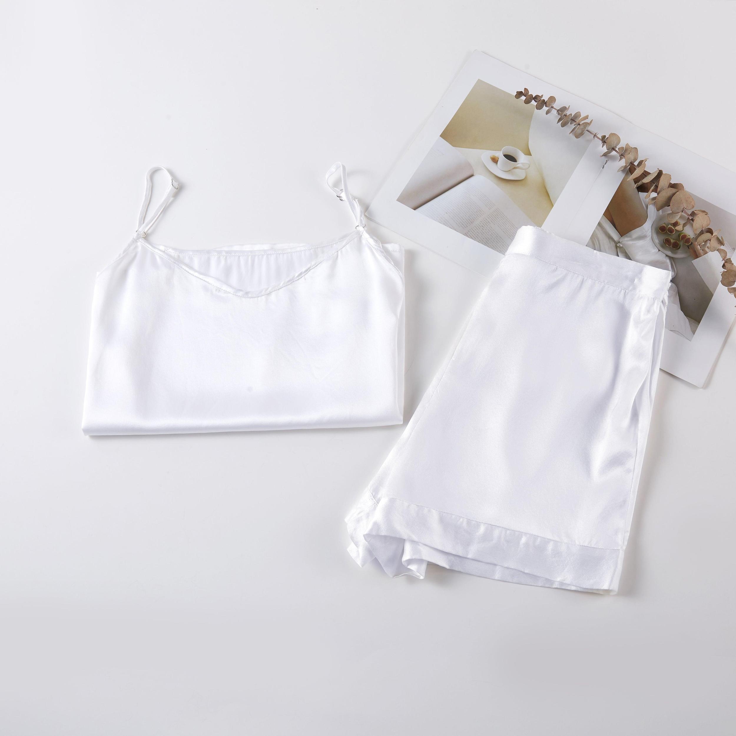 Pearl White Pure Mulberry Silk Camisole with Adjustable Straps | Relaxed Fit | 19 Momme | Soar Collection Product Image