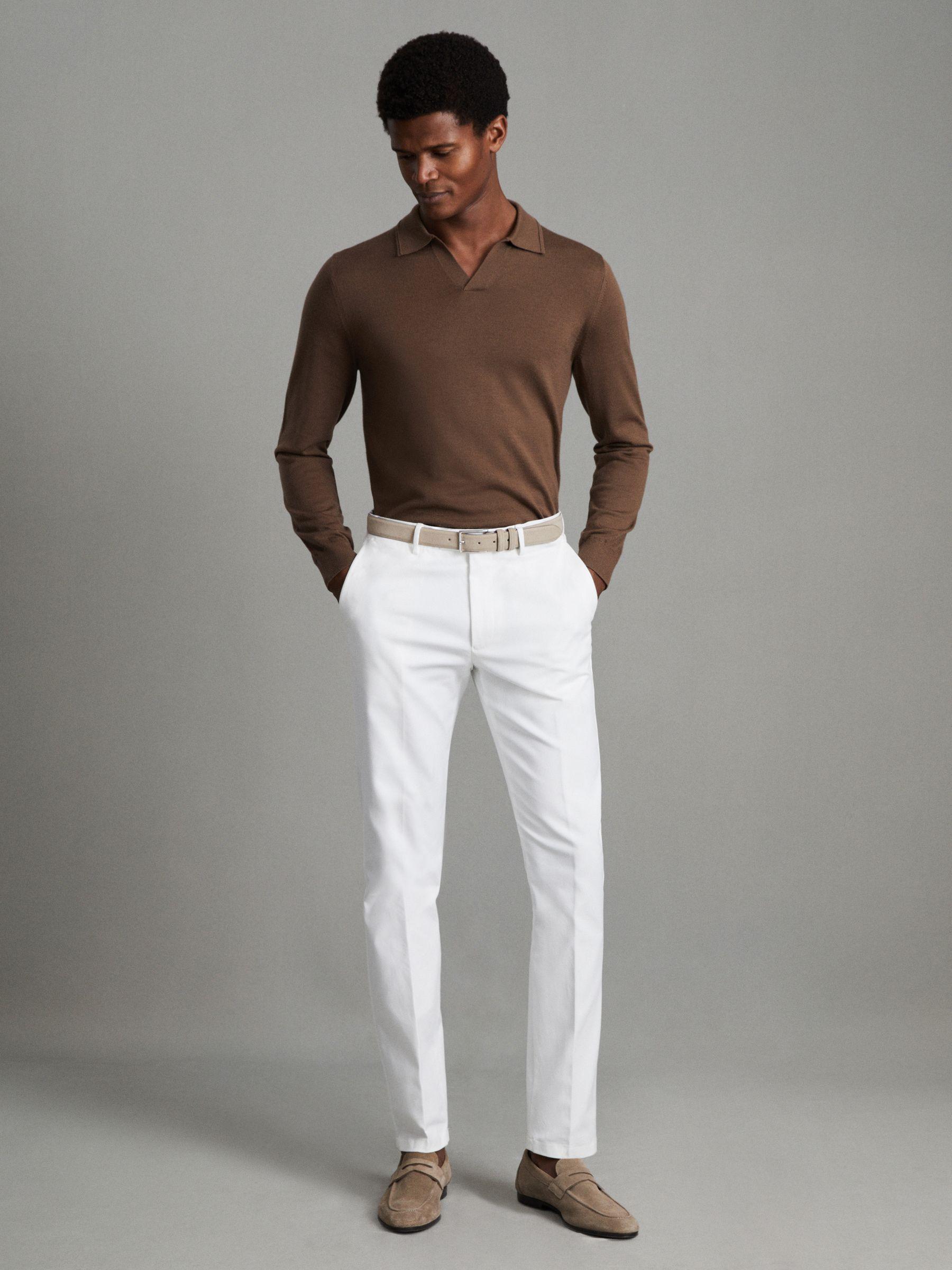 Merino Wool Half-Zip Polo Shirt in Pecan Brown Product Image
