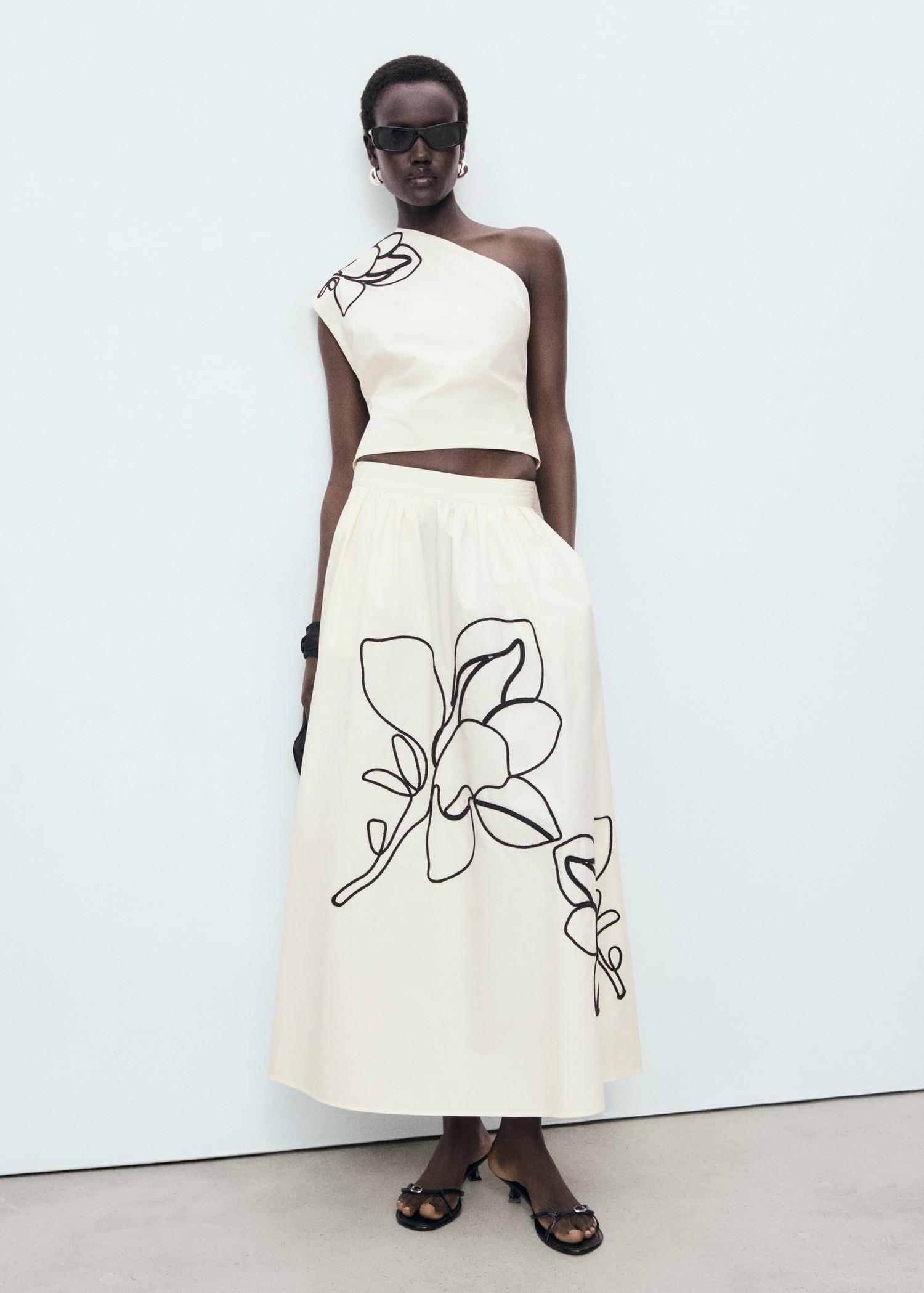 Embroidered cotton skirt - Women | MANGO USA Product Image