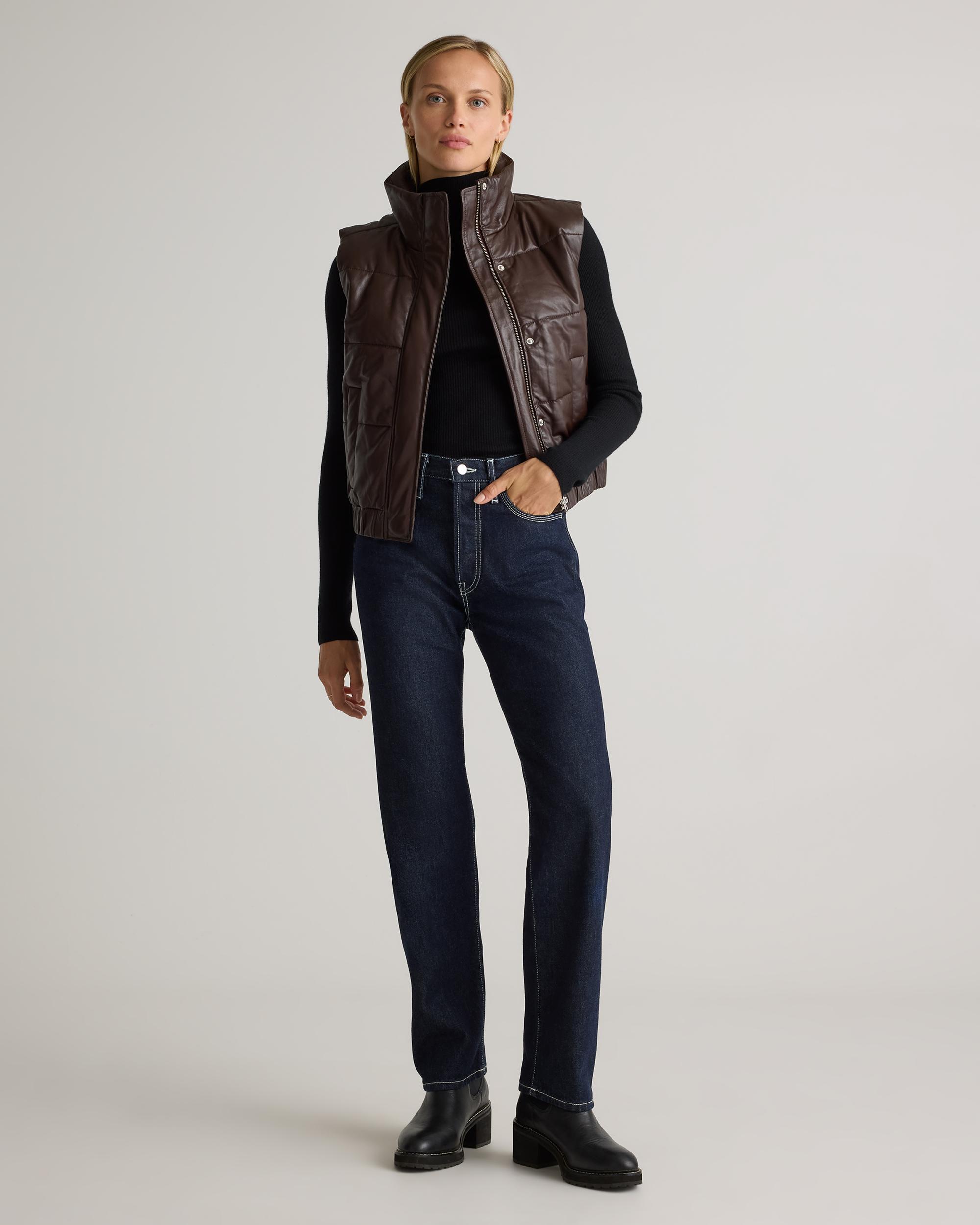 Quince | Women's Puffer Vest Size XL, Leather Product Image