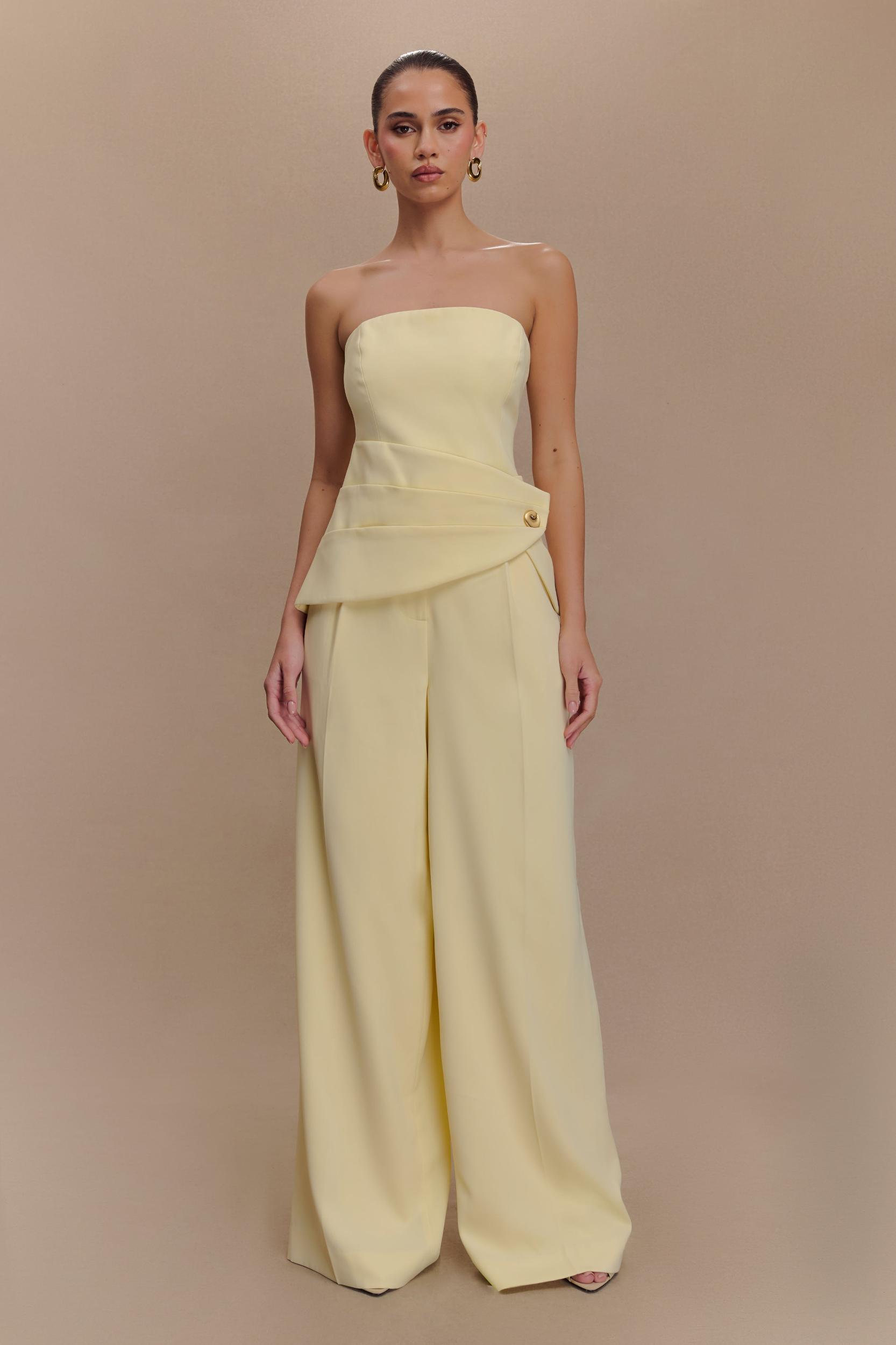 Faith Strapless Suiting Top - Lemon Cream Product Image