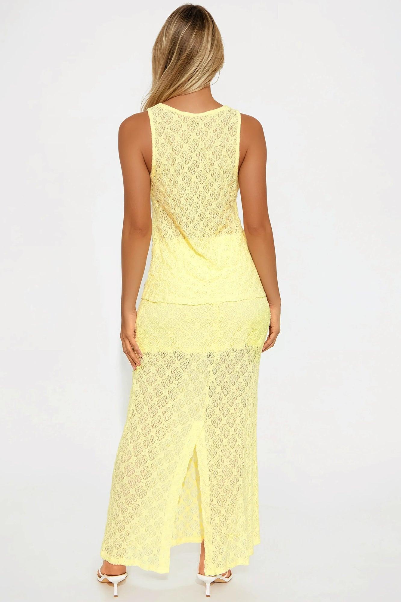 Gia Lace Maxi Skirt Set - Yellow Product Image