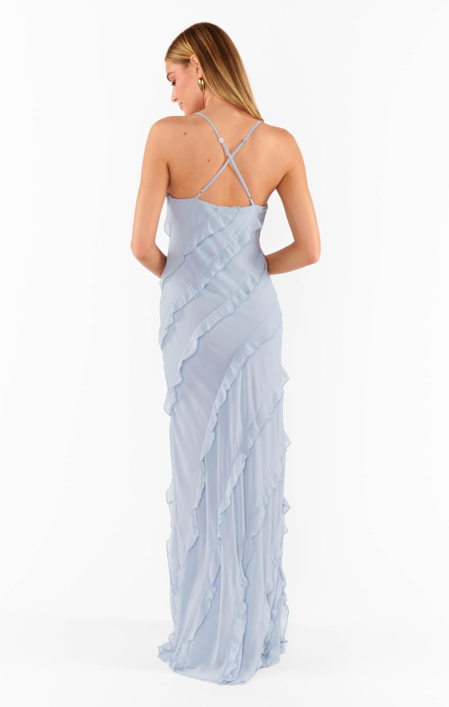 Romance Ruffle Dress ~ Steel Blue Chiffon Product Image