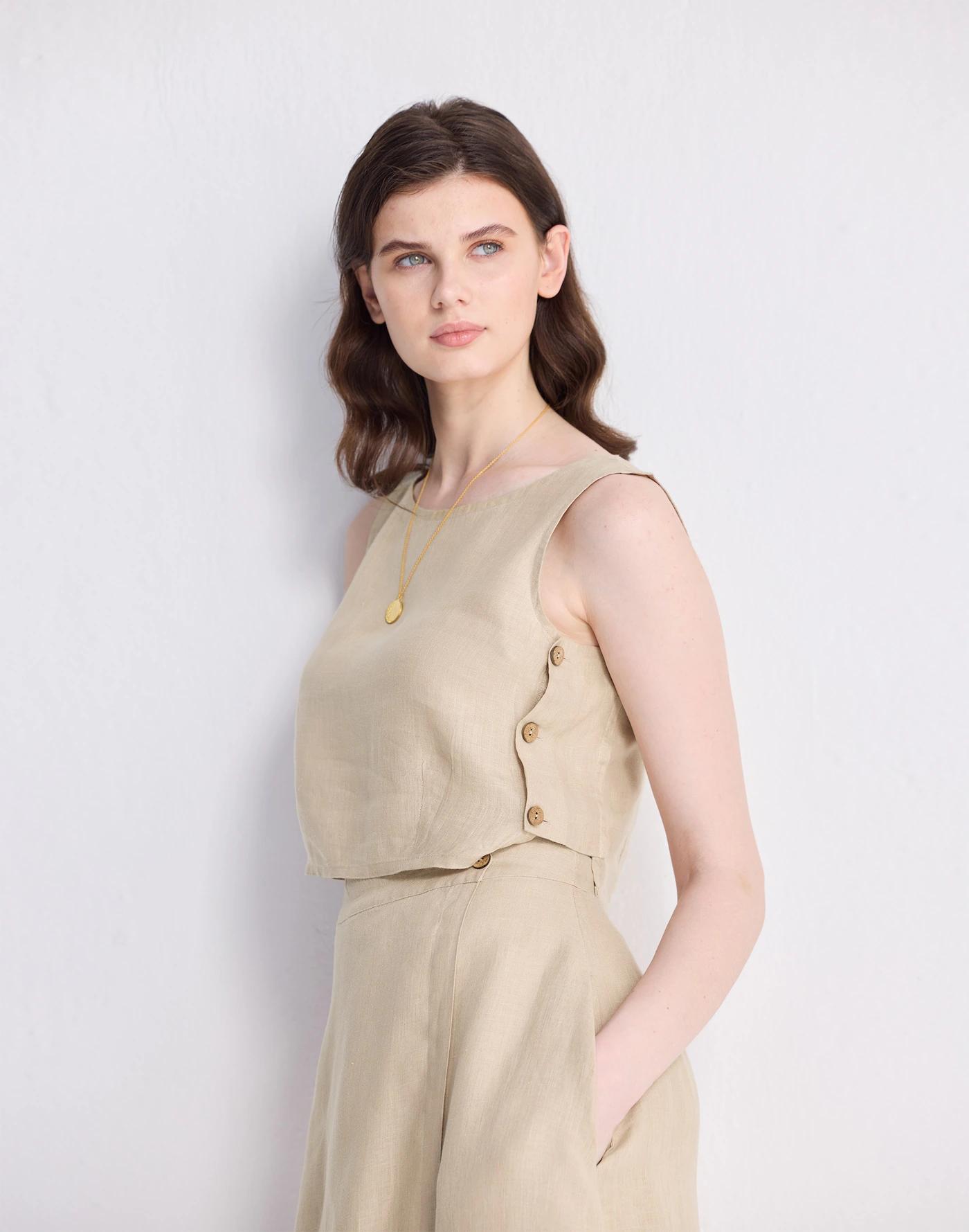Reistor® Boxy 100% Hemp Crop Top in Neutral Beige Product Image