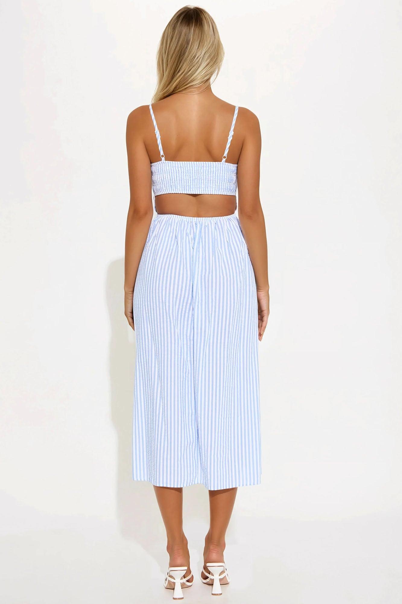 Elena Striped Midi Dress - Blue/combo Product Image