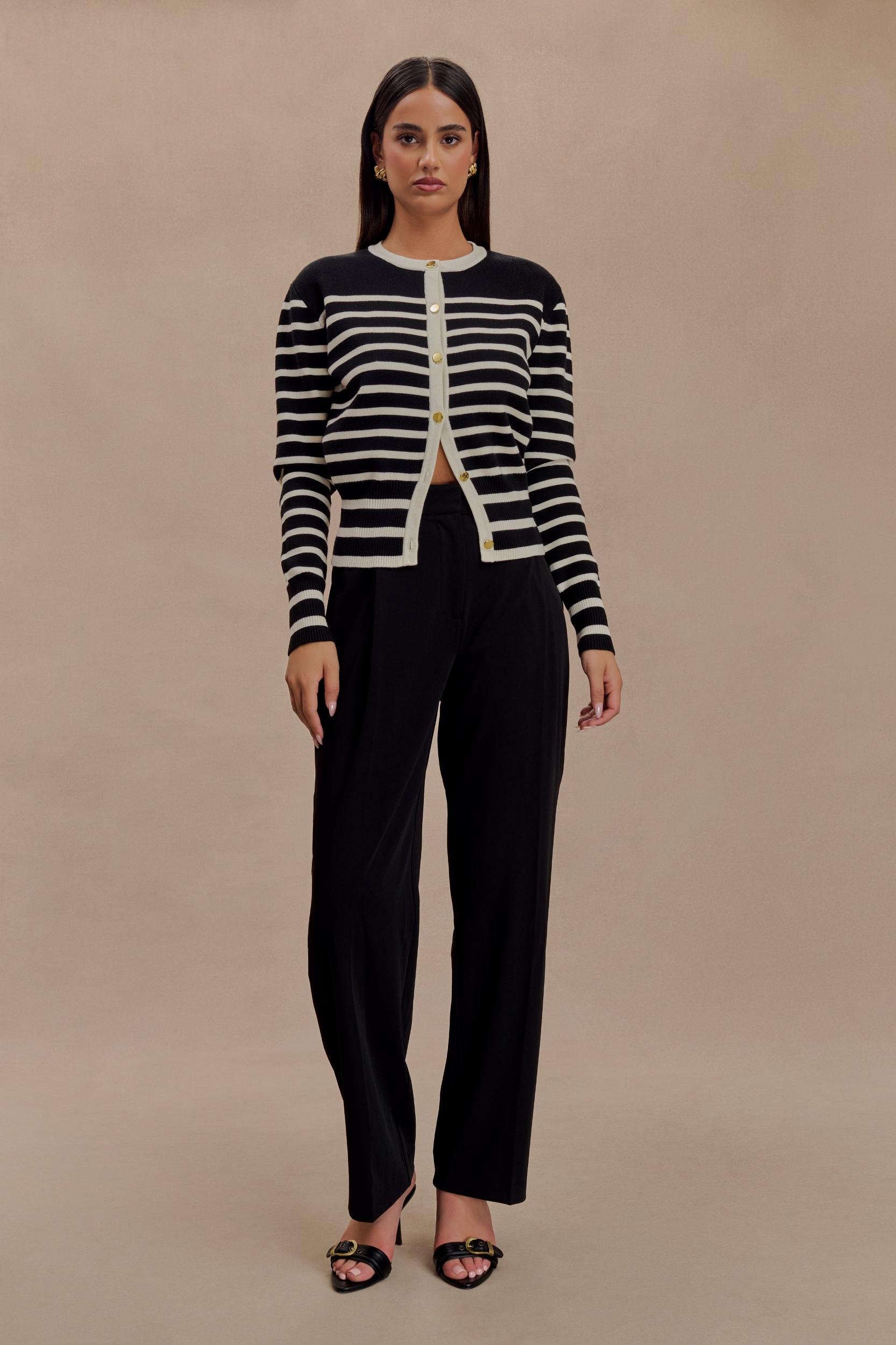 Tabitha Stripe Knit Shorts - Black/White Product Image