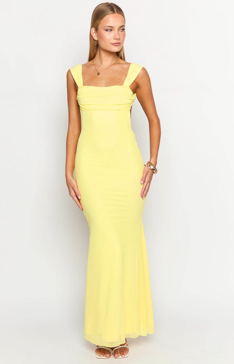 Beverley Yellow Mesh Maxi Dress Product Image