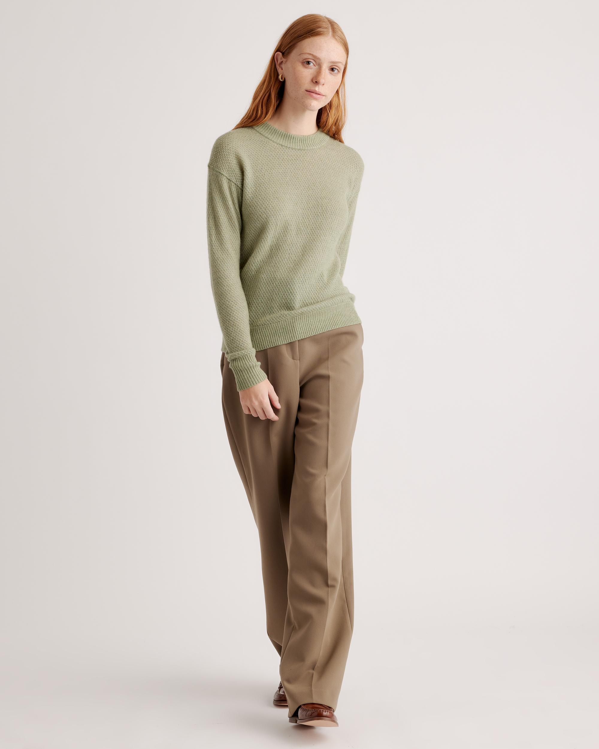 Quince | Women's Baby Alpaca-Wool Diamond Stitch Crew Neck Alpaca Sweater Size XL Product Image