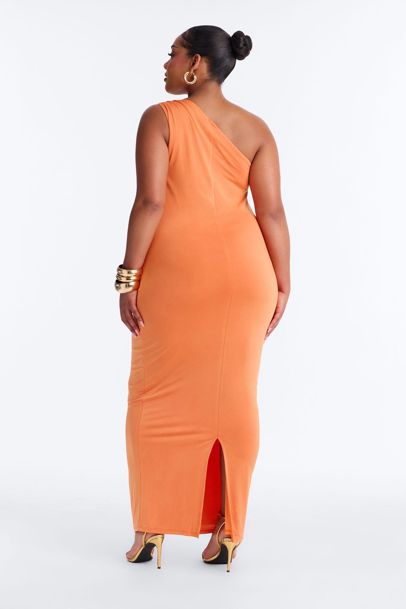 Citrus Crush One Shoulder Maxi Dress - Orange Female Product Image