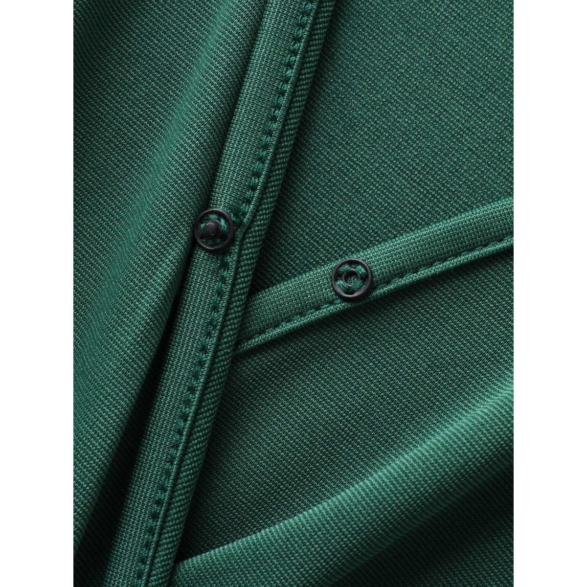 Plus Size Wrap Gathered Solid Surplice Midi Dress DarkGreen Women Overlap Collar Short sleeve Curvy BloomChic 26/4X Product Image