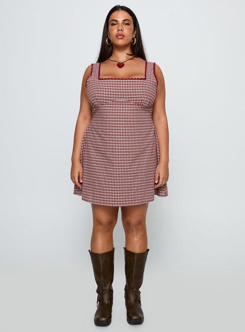 Dasha Mini Dress Red Check Curve Product Image