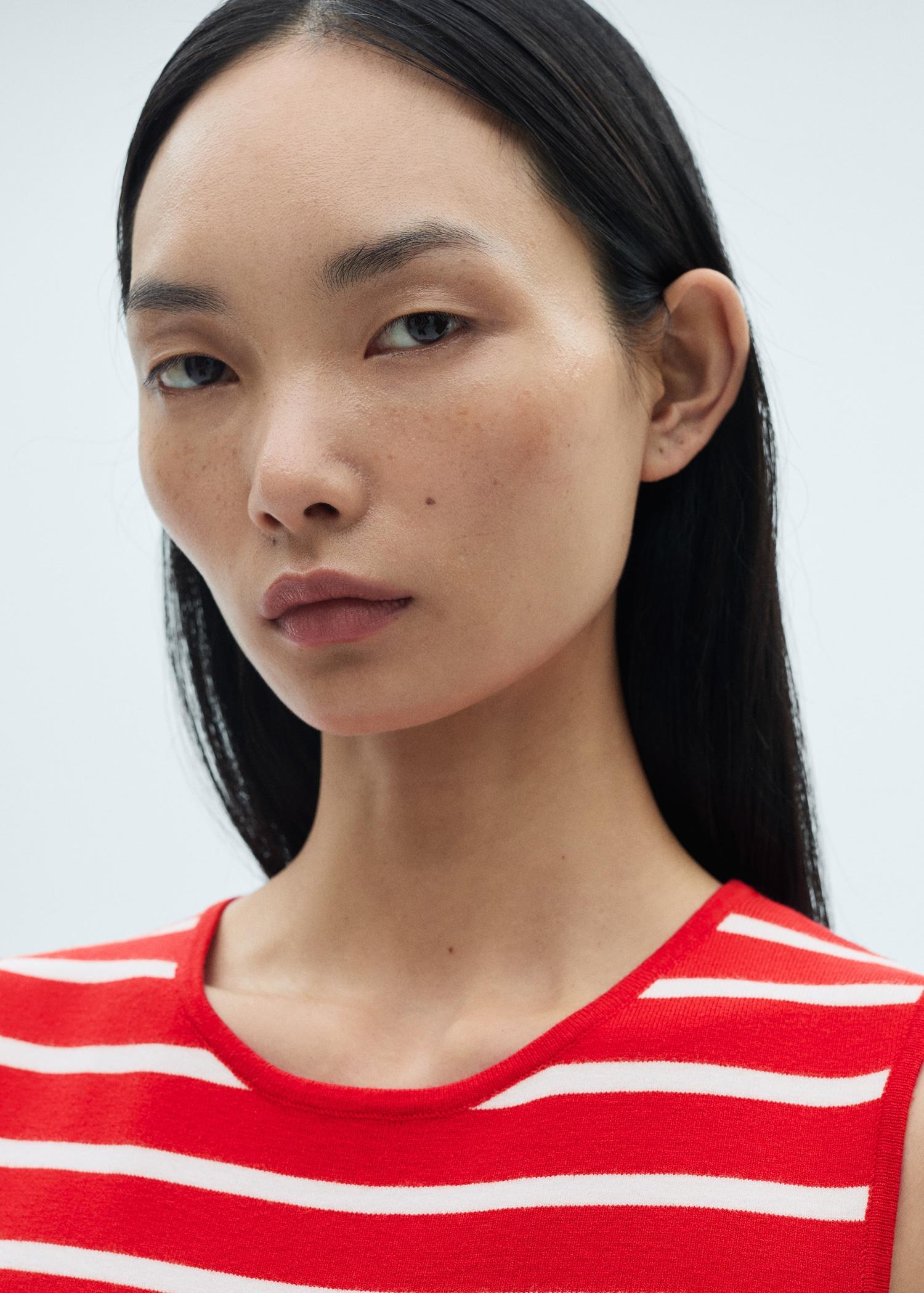 Striped dress with metallic buttons - Women | MANGO USA Product Image