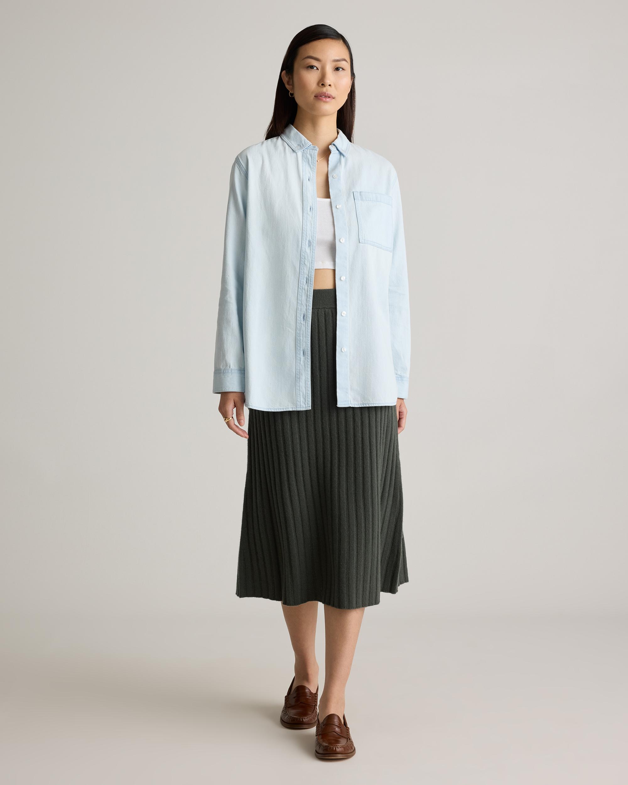 Quince | Women's Distressed Denim OverSized Shirt Cotton Product Image