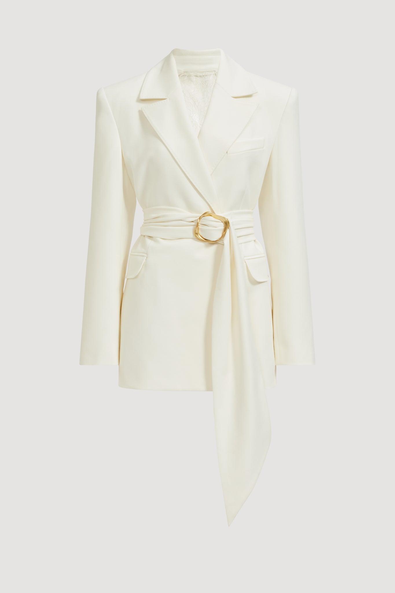 Simone Lace Back Blazer-IVORY / 4 Product Image