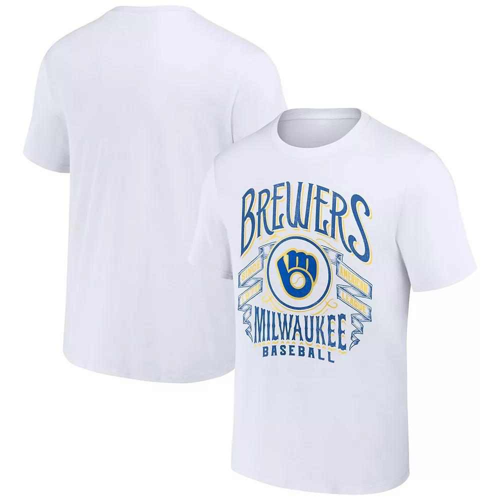 Men's Darius Rucker Collection by Fanatics White Milwaukee Brewers Distressed Rock T-Shirt,  Product Image