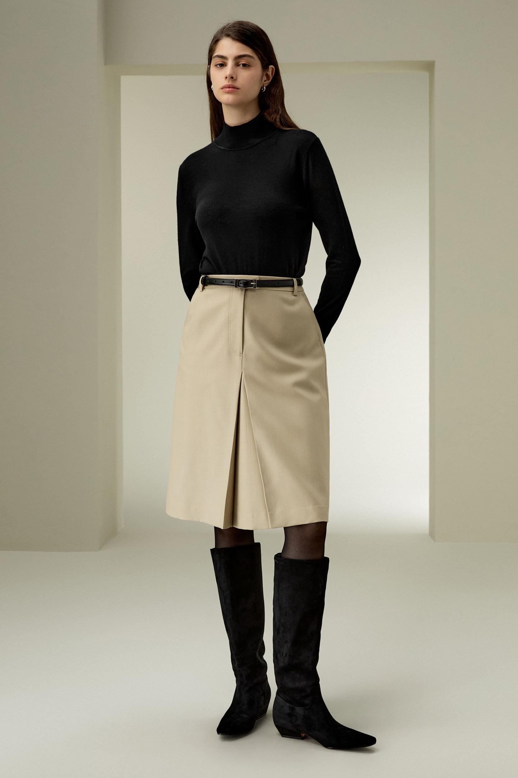 LILYSILK Womens Wool Skirt - Black Wool Silk - Perfect Wardrobe Staples Basic Style Bottoms 16 Product Image