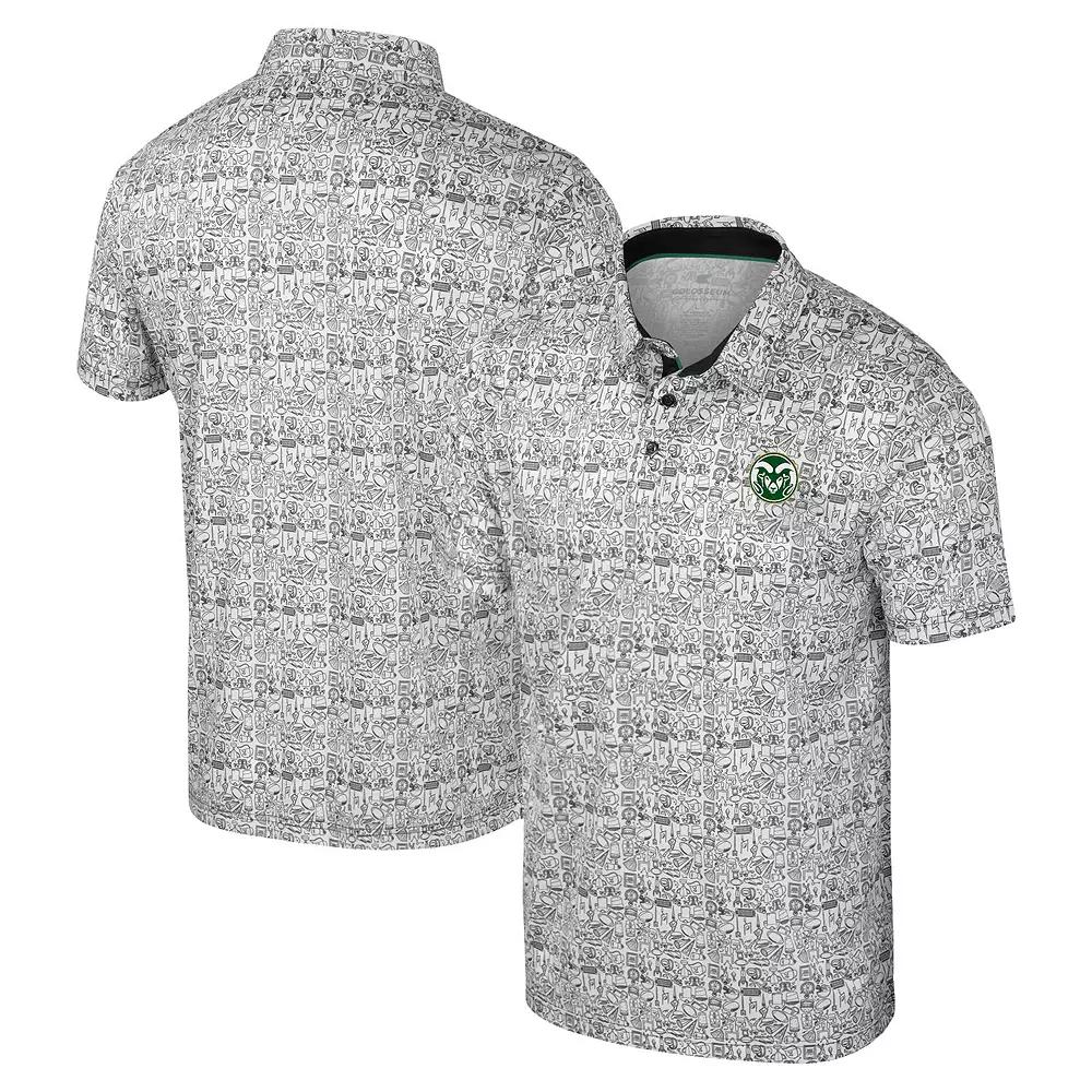 Men's Colosseum Black Colorado State Rams It's Time! Allover Print Polo, Size: XXL Product Image