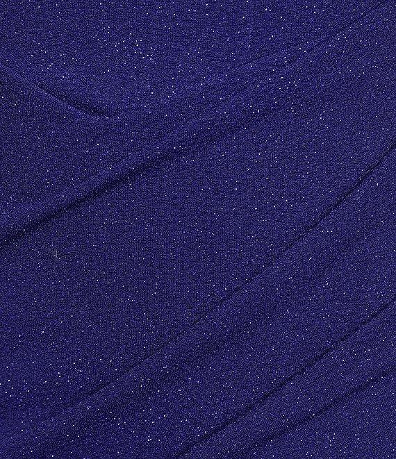 Midnight Doll Glitter Knit Square Neck Spaghetti Strap Ruched Tulip Hem Dress Product Image