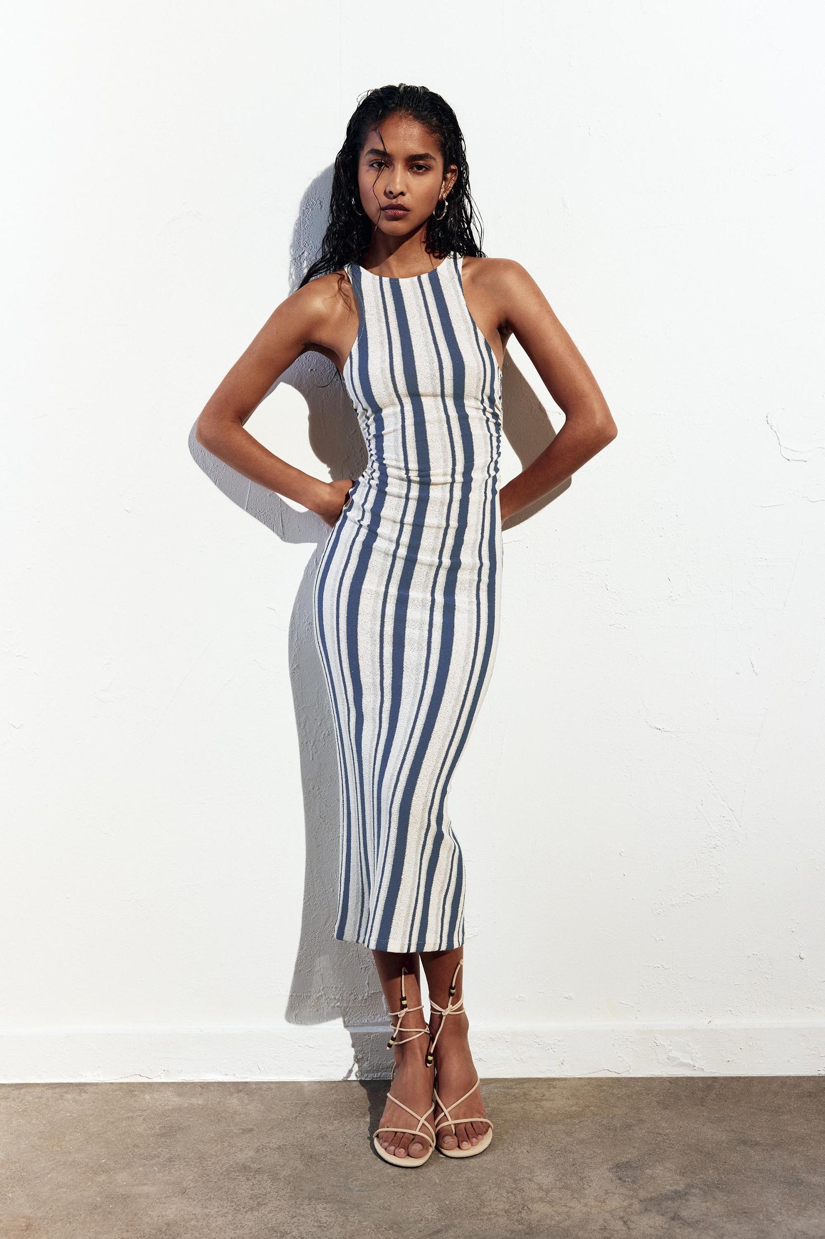 Striped rustic midi dress Product Image