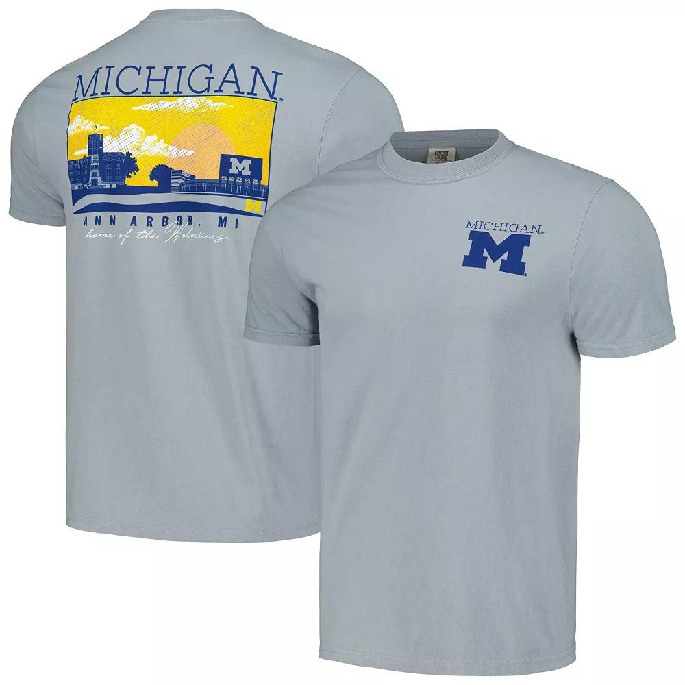 Men's Gray Michigan Wolverines Campus Scene Comfort Colors T-Shirt, Size: Large, Grey Product Image