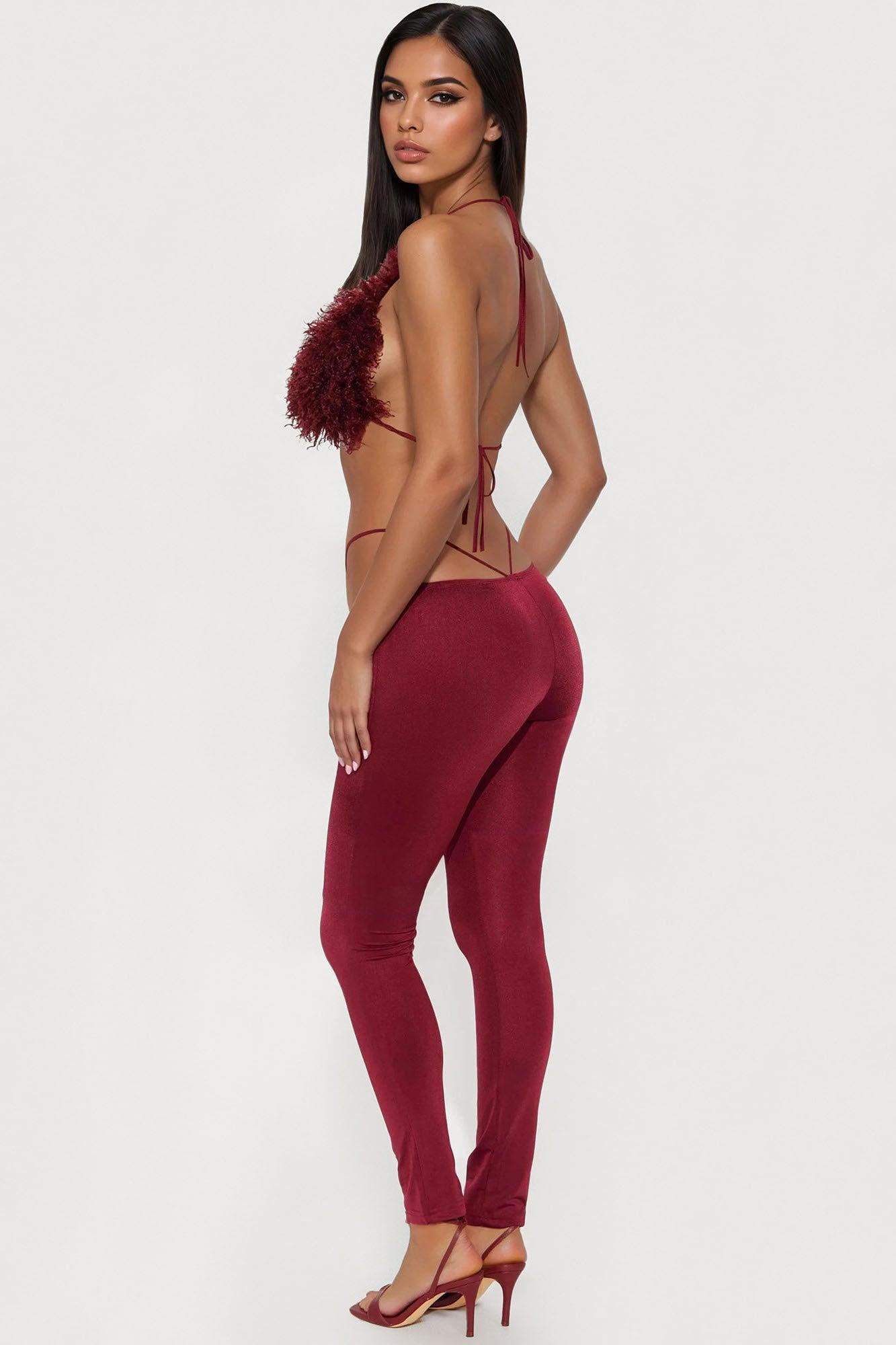 Fur Fantasy Jumpsuit - Burgundy Female Product Image