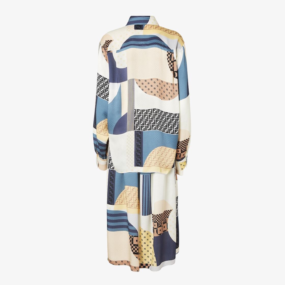 DressSilk dress with blue patchwork print Product Image