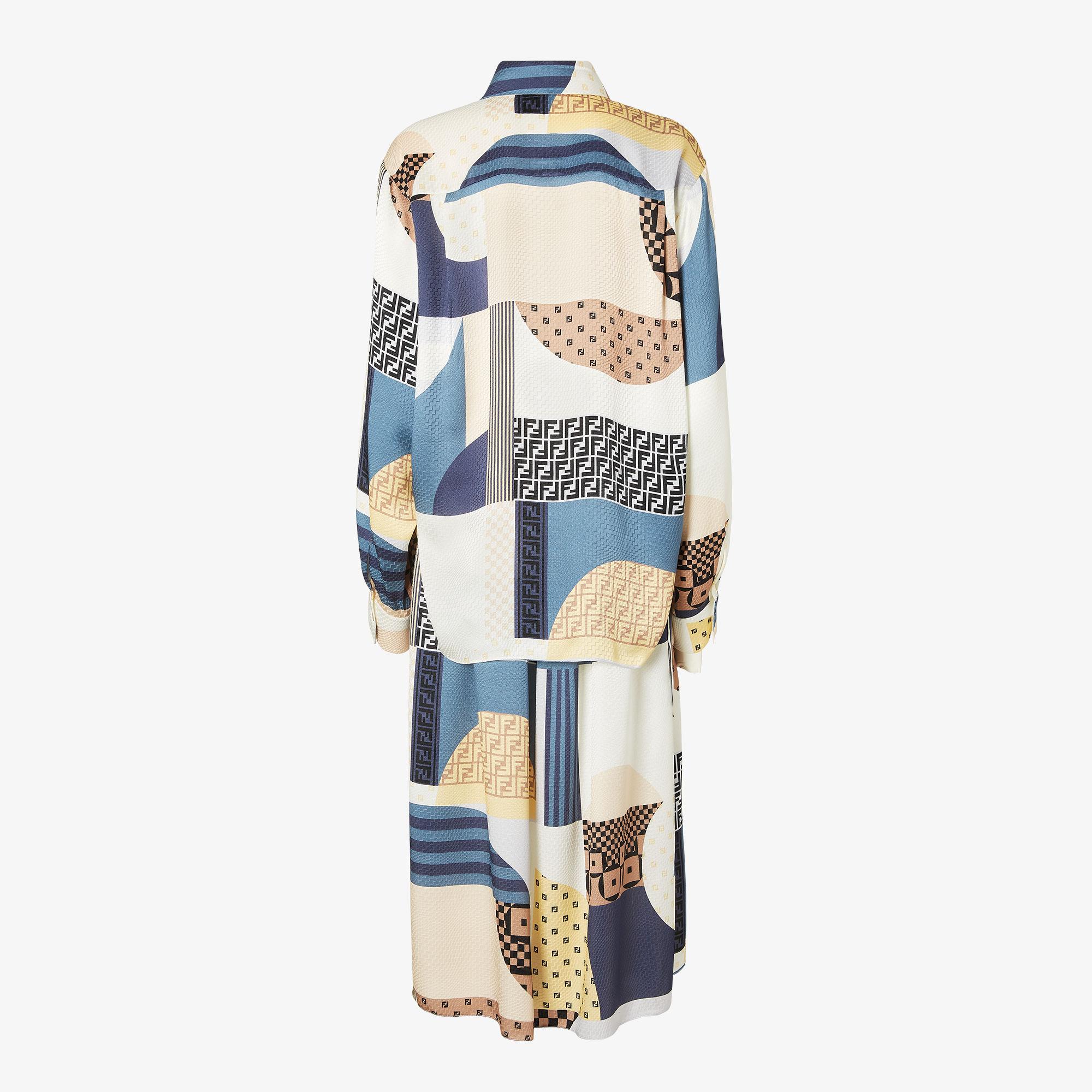 DressSilk dress with blue patchwork print Product Image