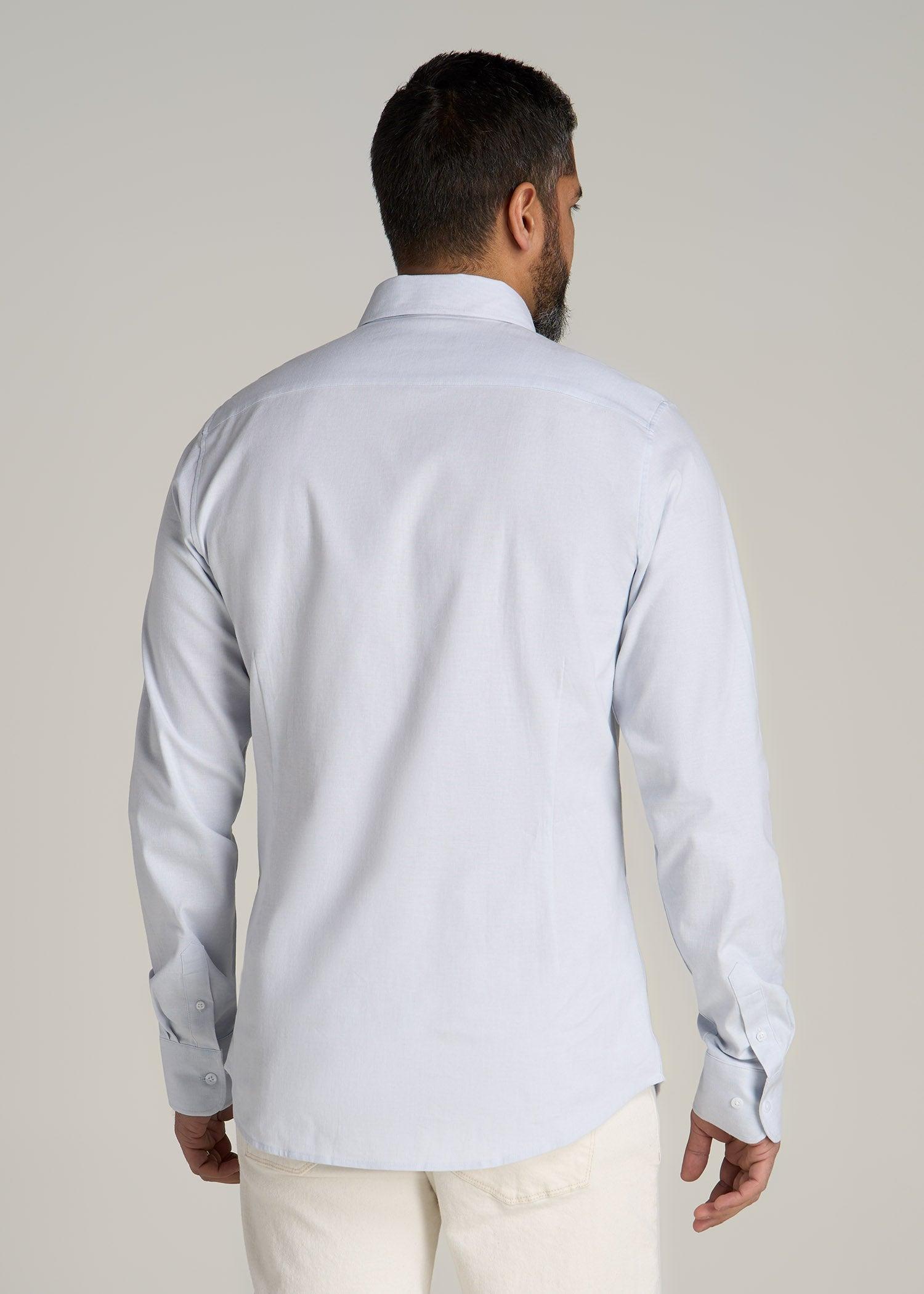 Stretch Linen Dress Shirt for Tall Men in Light Blue Male Product Image
