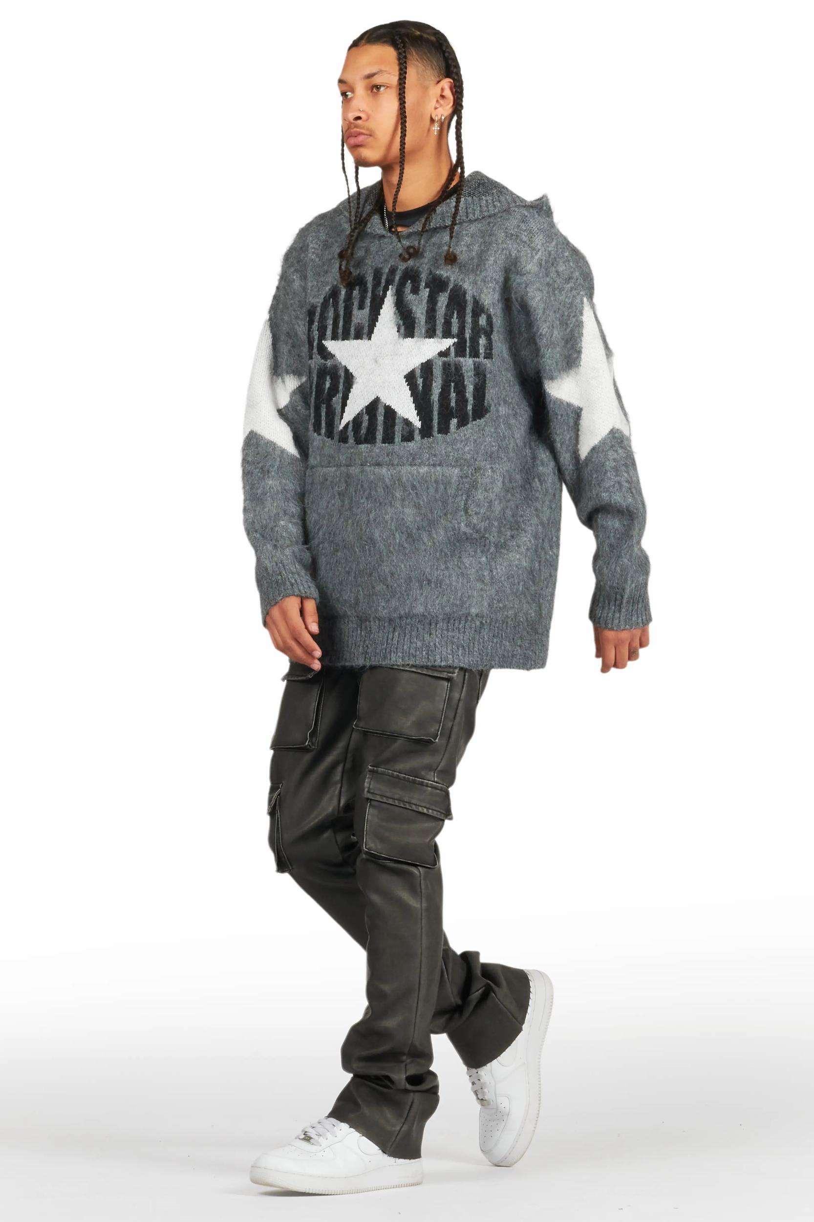 Khaza Distressed Black PU Leather Jean Male Product Image