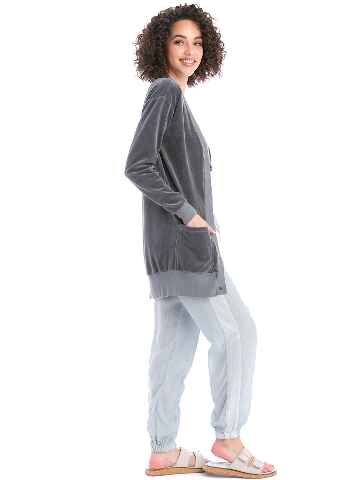 Hard Tail Velour Long Cardigan V-183 Product Image