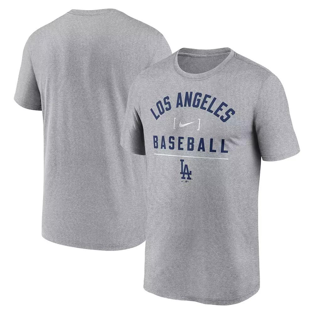 Men's Nike Heather Charcoal Los Angeles Dodgers Arch Baseball Stack Performance T-Shirt, Size: Small Product Image