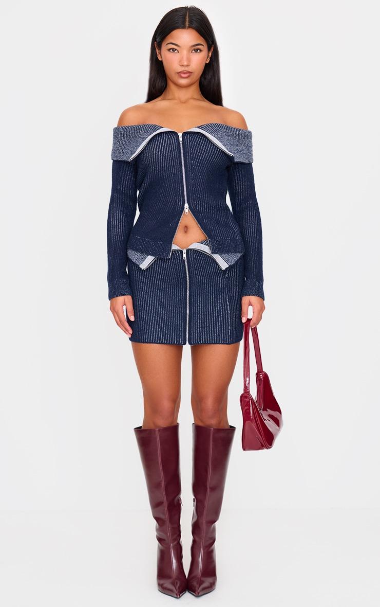 Indigo Two Tone Foldover Zip Top Product Image