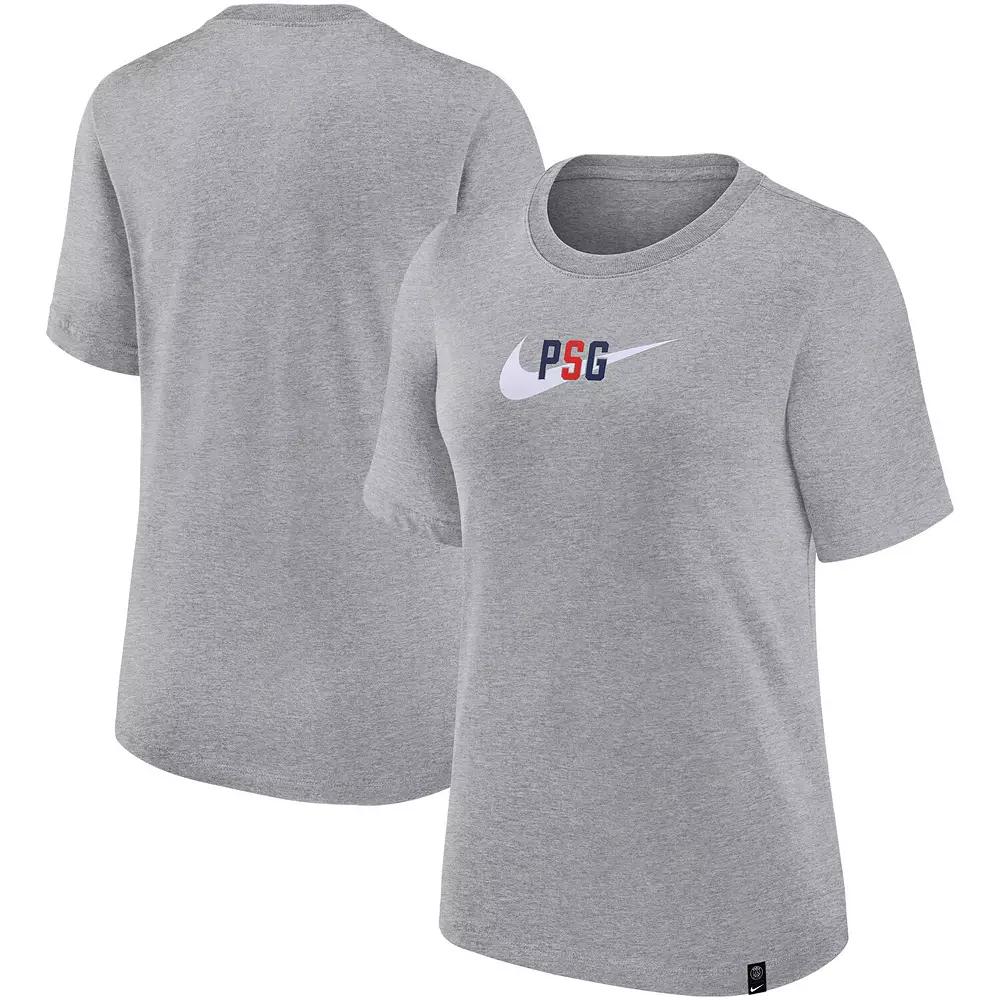 Women's Paris Saint-Germain Nike Heather Gray Swoosh T-Shirt, Size: Medium, Psg Grey Product Image