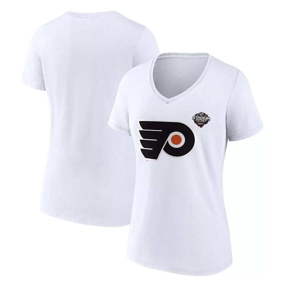 Women's Fanatics White Philadelphia Flyers 2024 NHL Stadium Series Logo V-Neck T-shirt,  Product Image