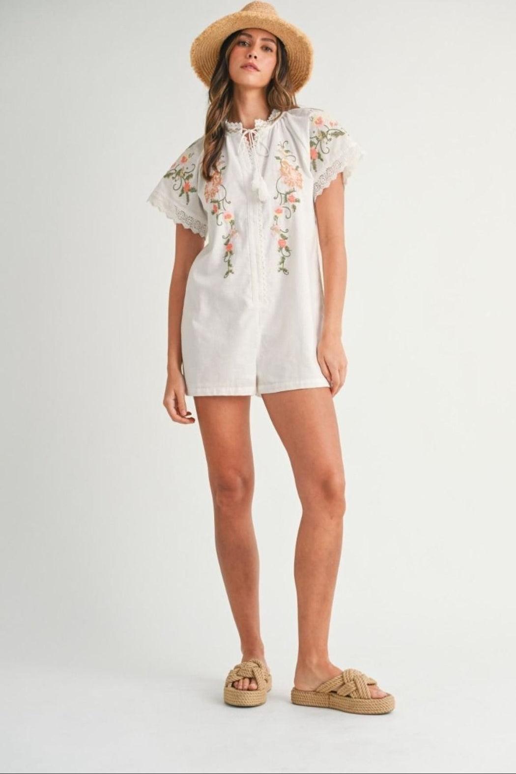 Floral Embroidered Romper Product Image