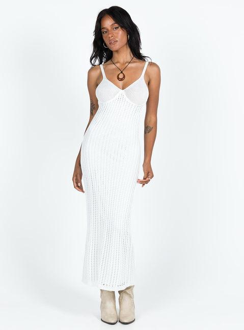 Francie Knit Midi Dress White Product Image