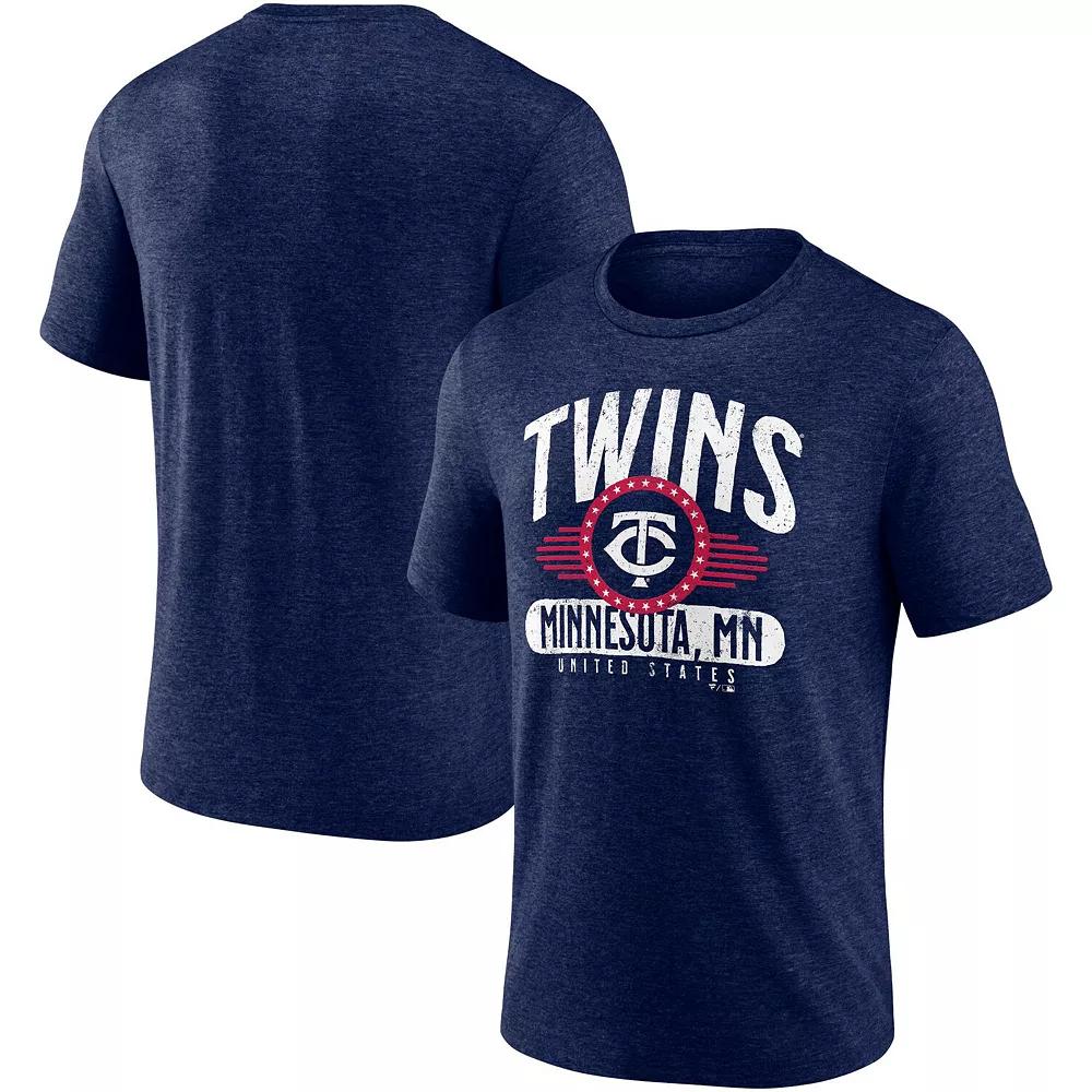 Men's Fanatics Branded Heathered Navy Minnesota Twins Badge of Honor Tri-Blend T-Shirt, Size: Small, Blue Product Image