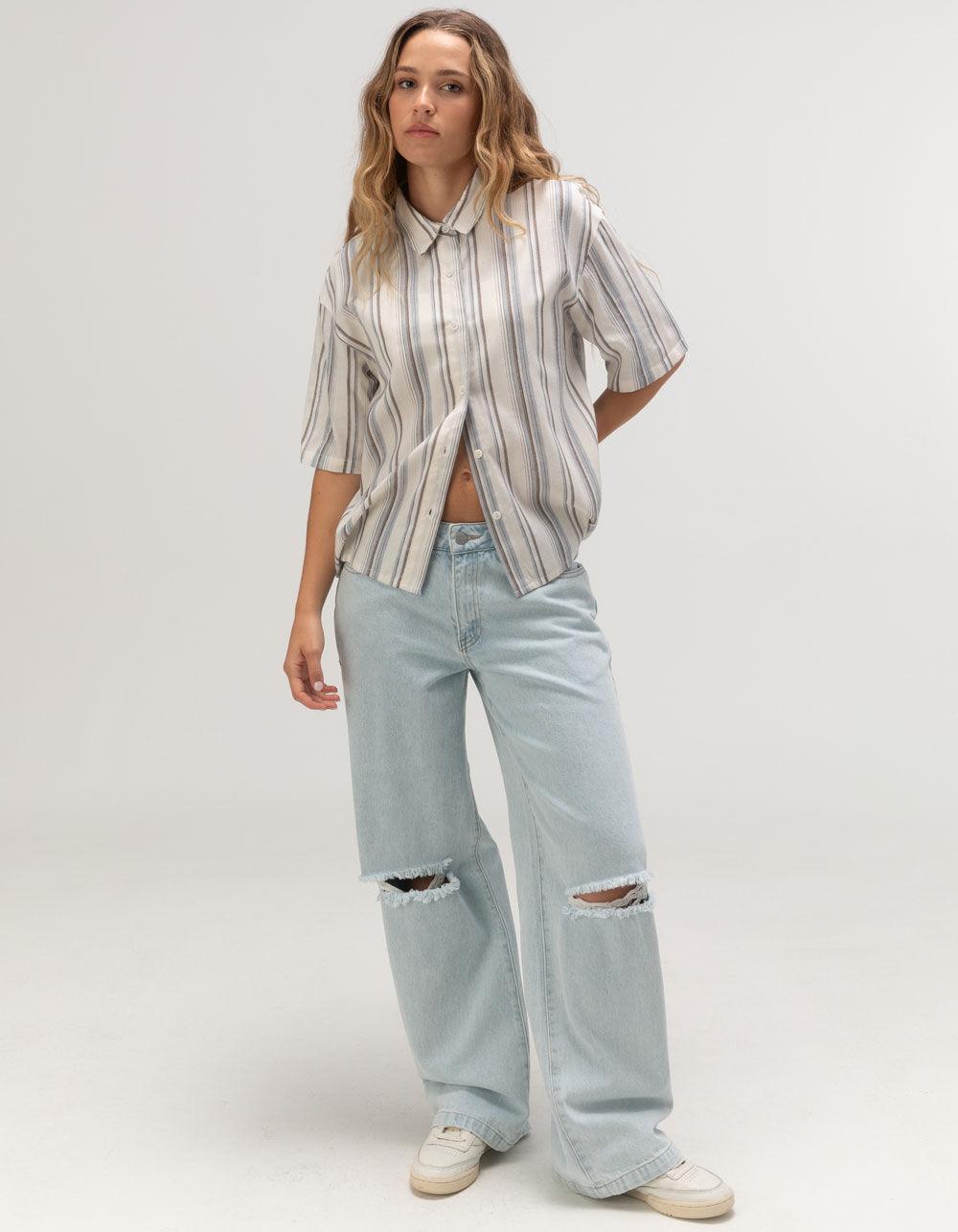 RUSTY Lexis Womens Button Up Shirt - Cream Combo Product Image