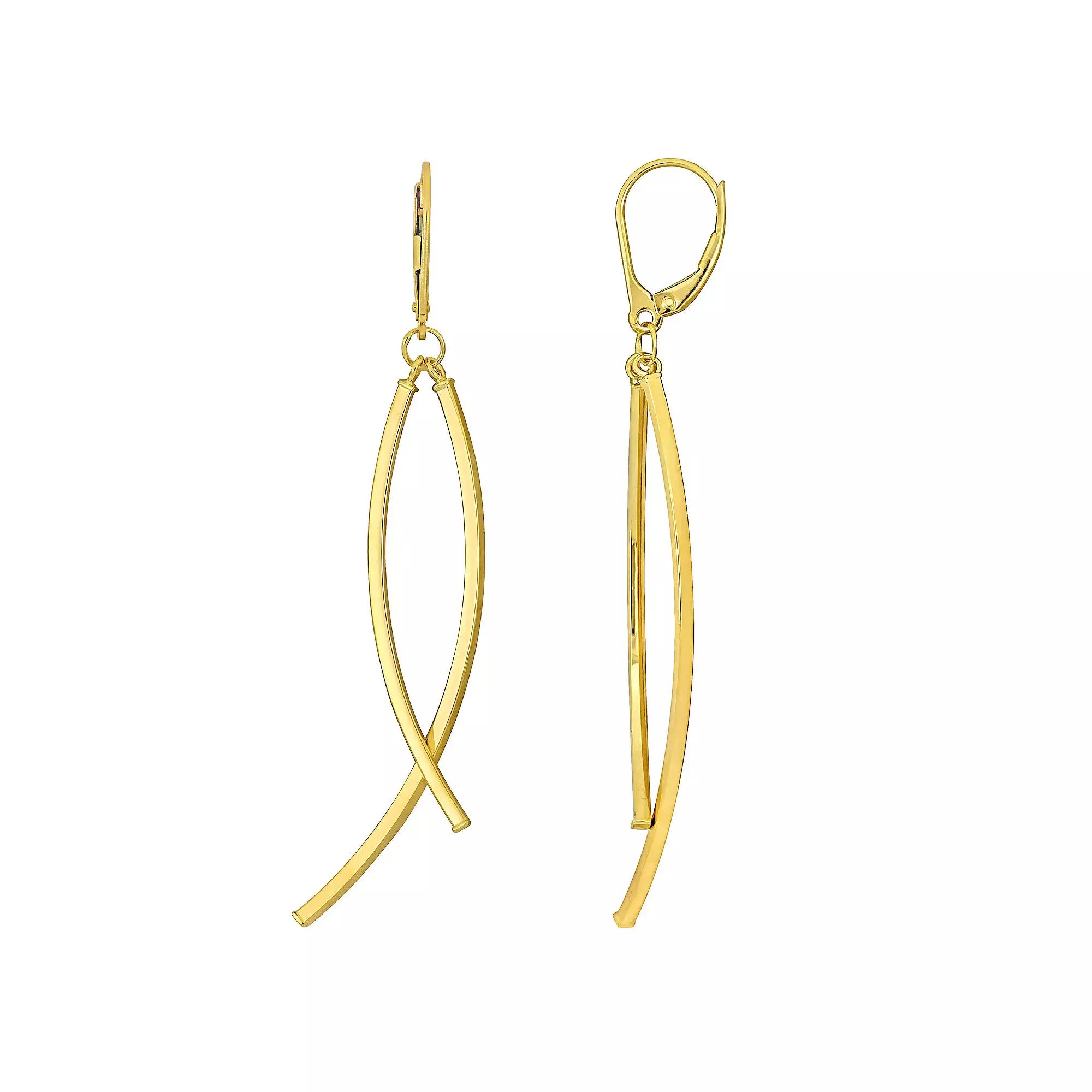 Stella Grace 10k Gold Open Crossover Drop Earrings, Women's Product Image