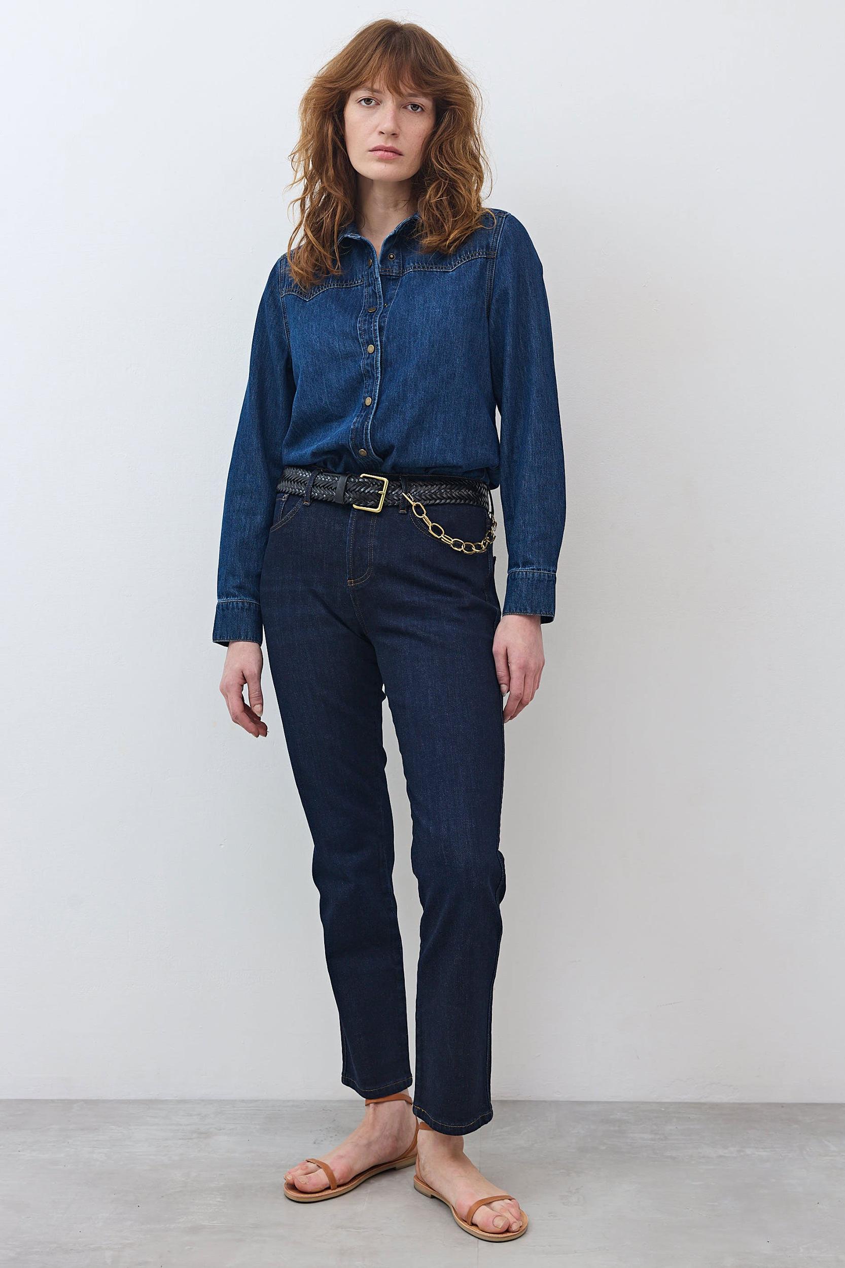 The Petite Crop Mid-Rise Straight Jeans Product Image