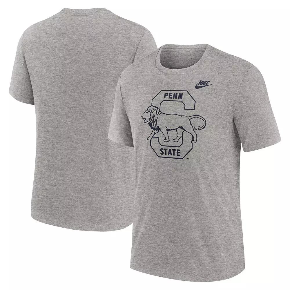 Men's Nike Heather Gray Penn State Nittany Lions Blitz Evergreen Legacy Primary Tri-Blend T-Shirt,  Product Image