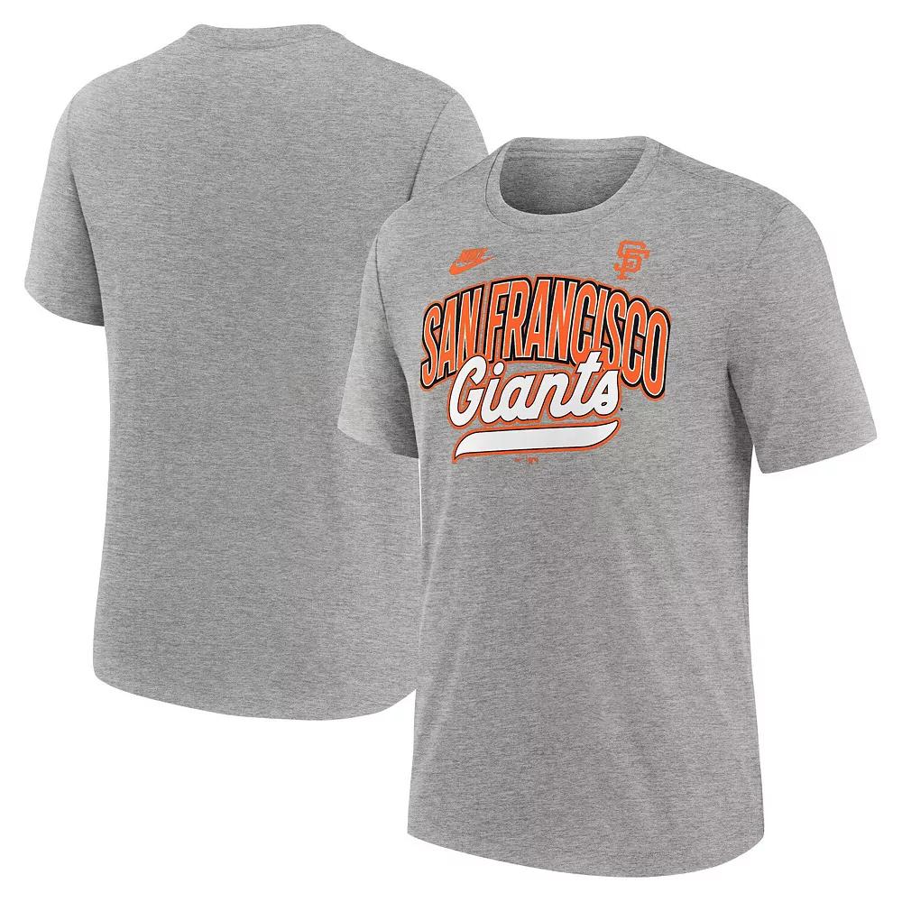 Men's Nike Heather Gray San Francisco Giants Cooperstown Collection Retro Tri-Blend T-Shirt,  Product Image