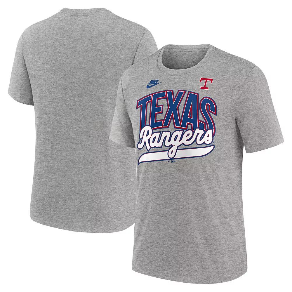 Men's Nike Heather Gray Texas Rangers Cooperstown Collection Retro Tri-Blend T-Shirt,  Product Image