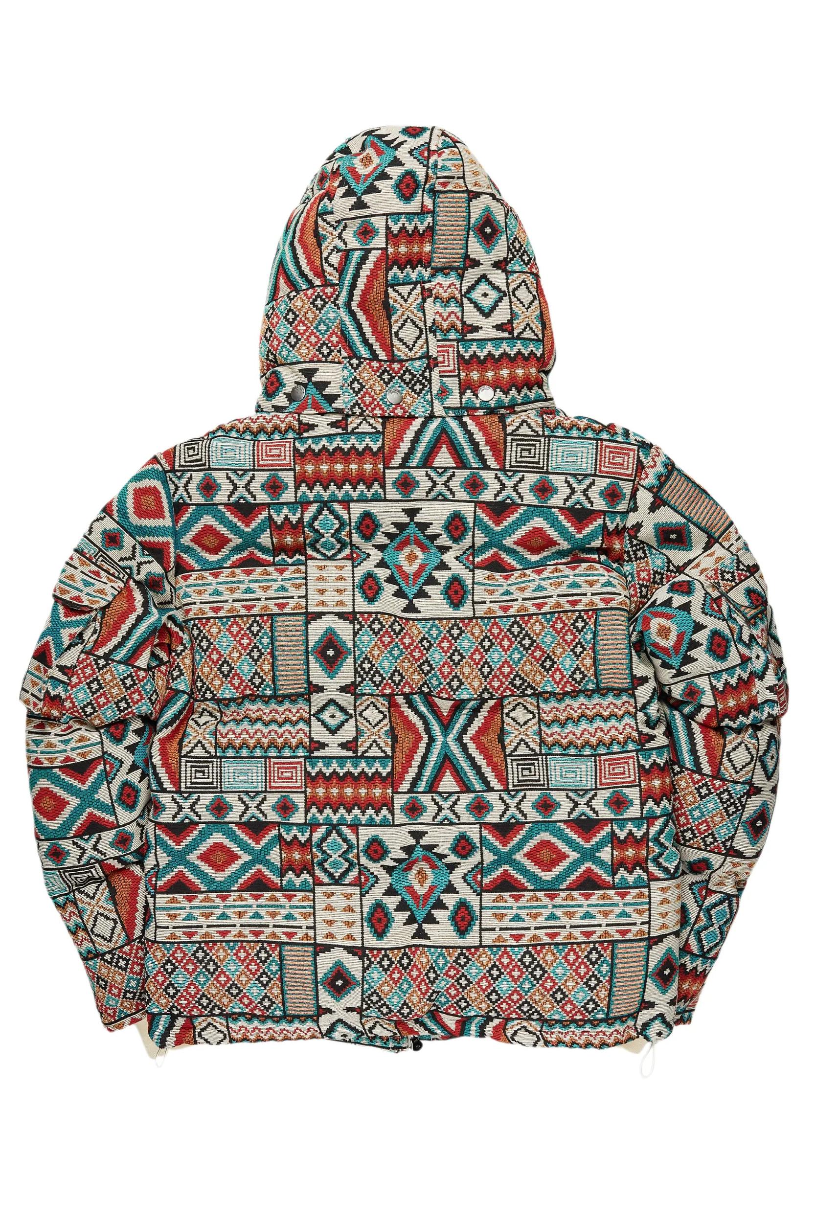 Nard Beige Multi Tapestry Puffer Jacket Male Product Image